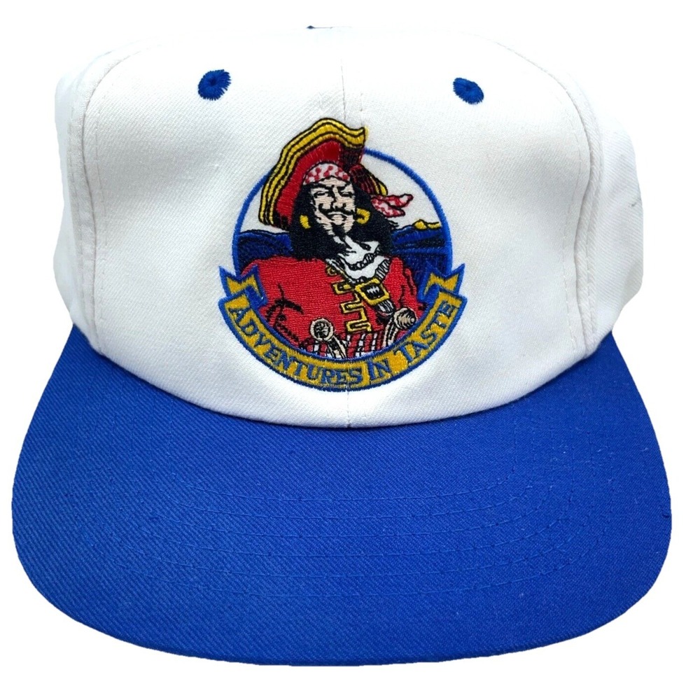 Vintage Captain Morgan Snapback Hat Cap White Blue Whisky Liquor Y2K Skate